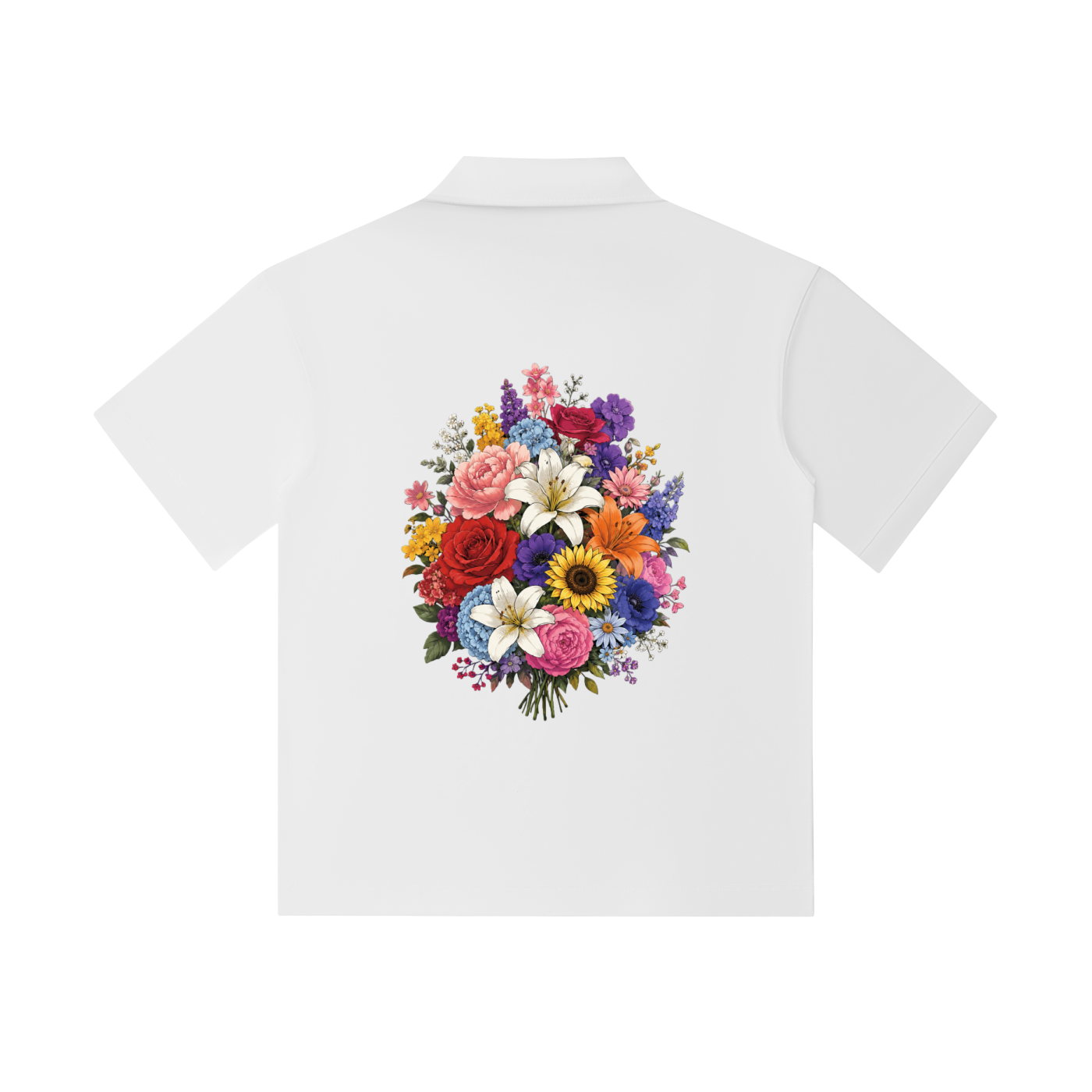 Maui Polo Hana flowers !Drop Shoulder Short-Sleeve Polo