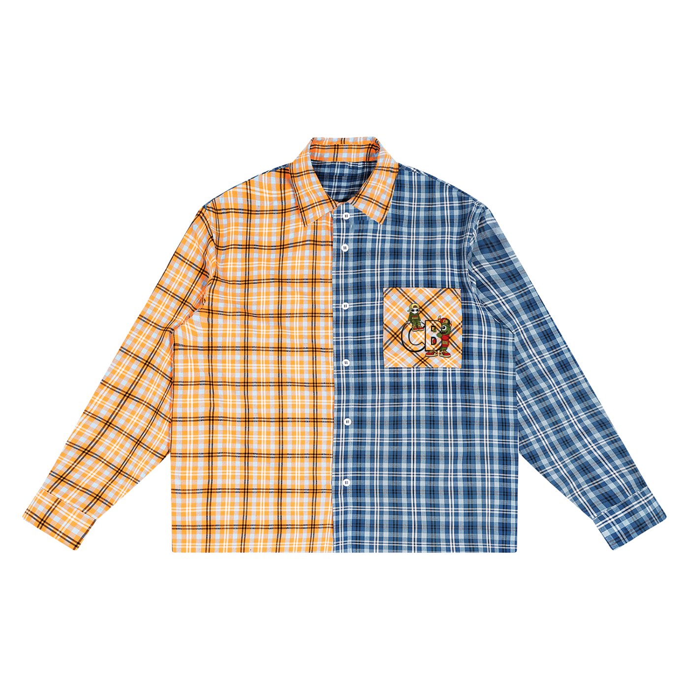Cousin Boujee Flannel Unisex Oversized Plaid Color Block Shirt