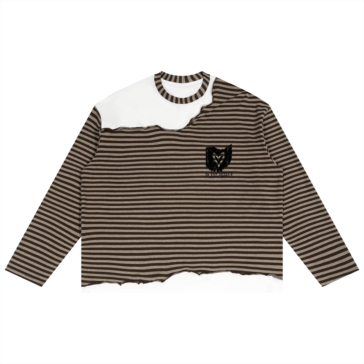 Lovers Love Ohio Unisex Striped Panel Boxy Long Sleeve T-Shirt