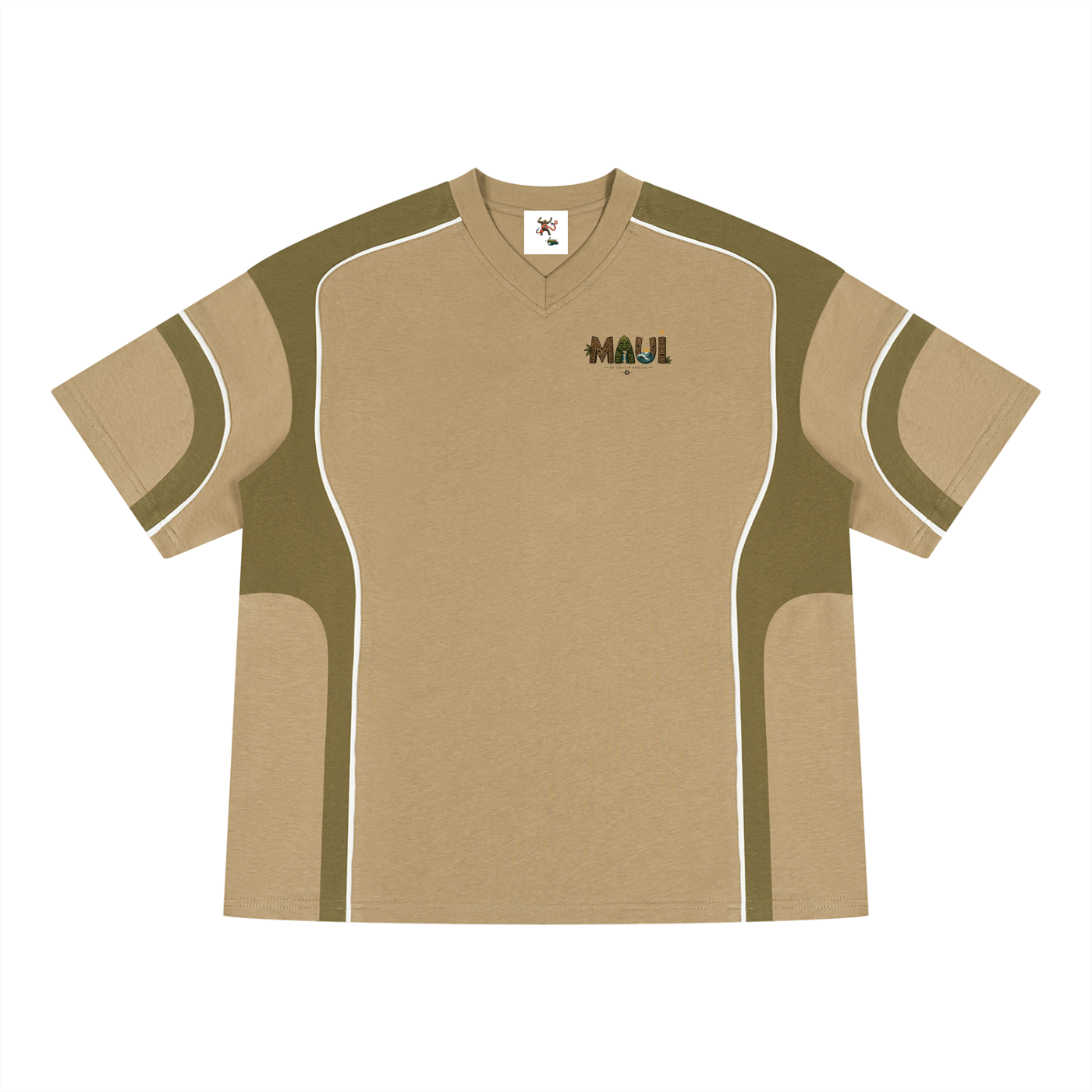 Maui logo Unisex Color Block V-Neck T-Shirt