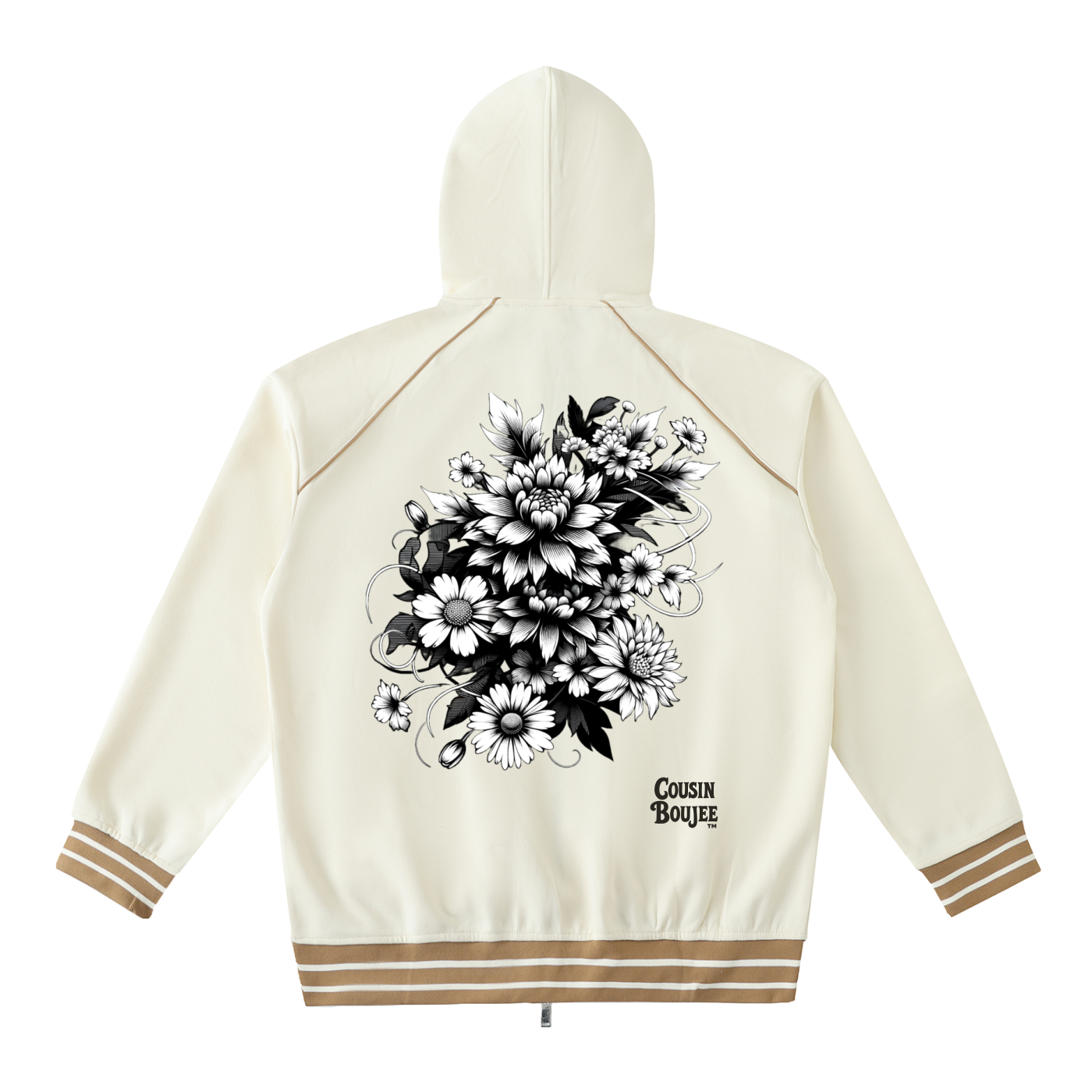 Striped Trim Zip-Up Hoodie