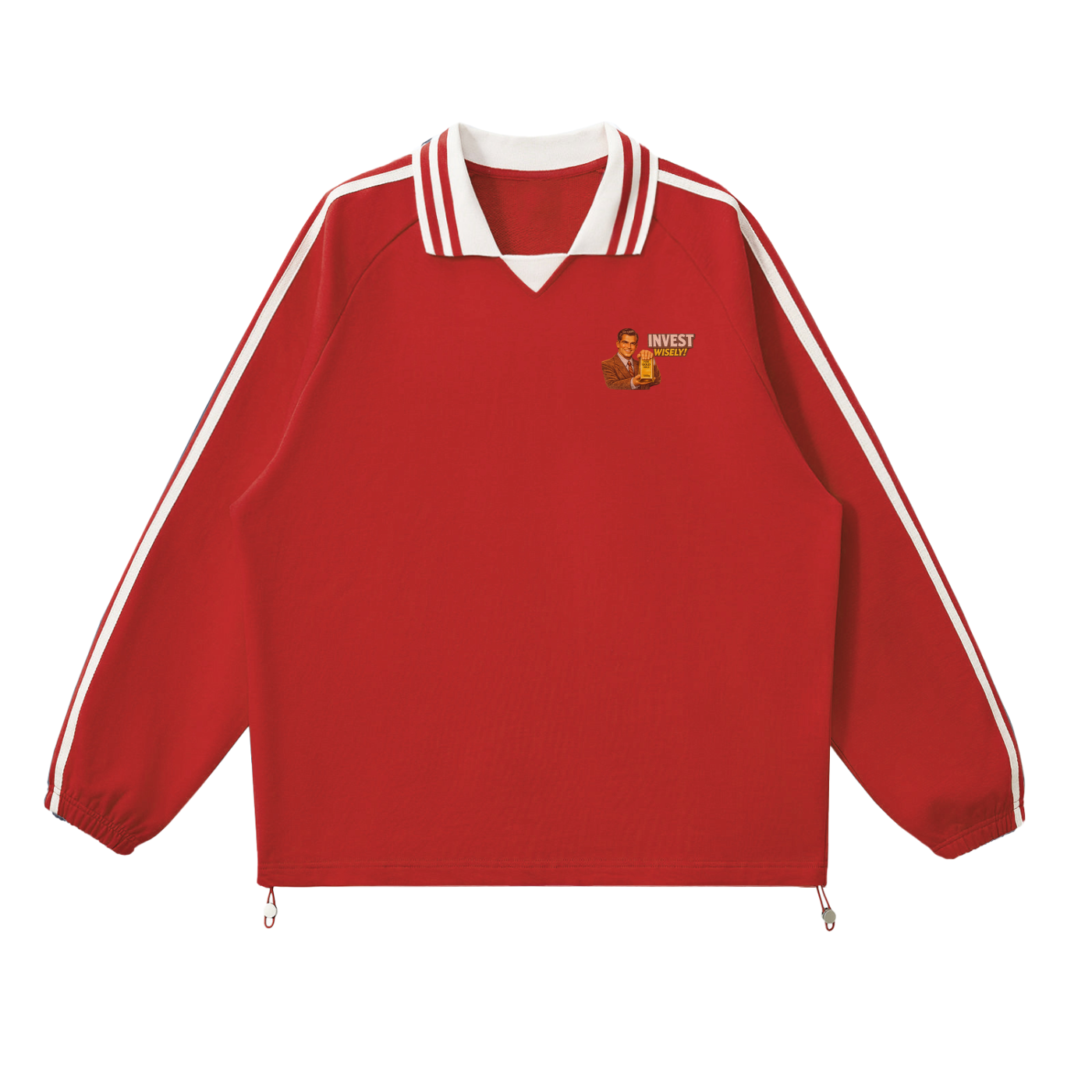 Invest Wisely Contrast Striped Lapel Collar Sweatshirt