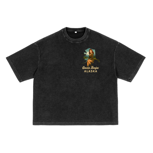 Waffle-Texture Washed Boxy T-Shirt
