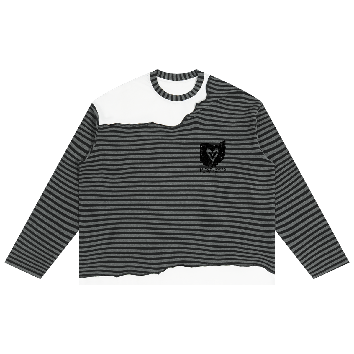 Lovers Love Ohio Unisex Striped Panel Boxy Long Sleeve T-Shirt