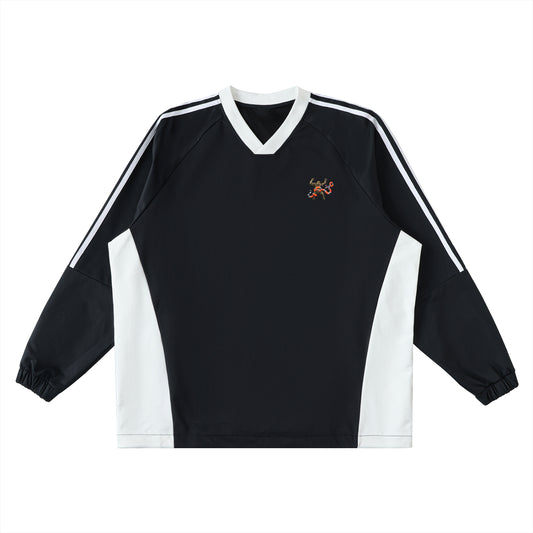 Color-Block V-Neck Long-Sleeve T-Shirt