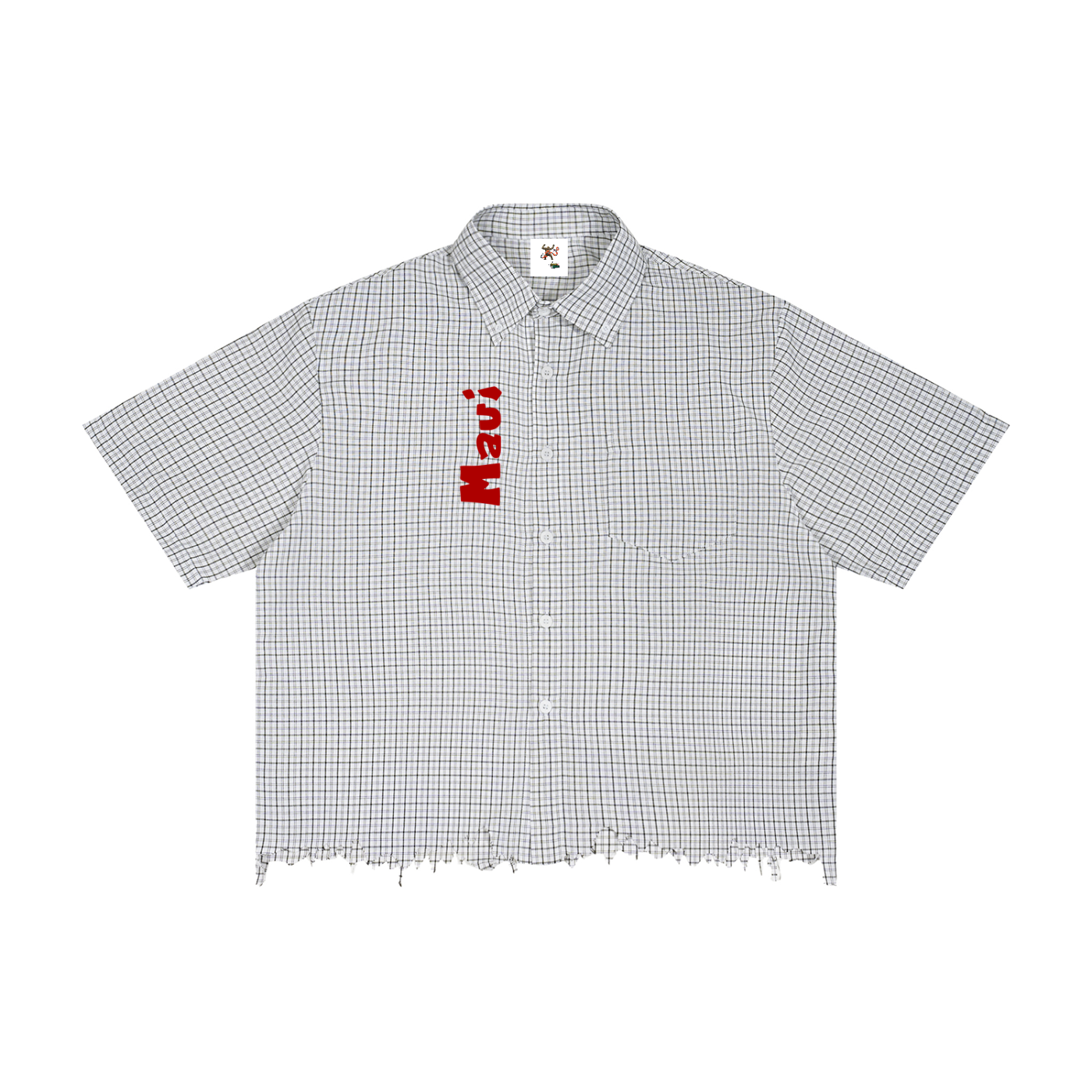 Maui Red Letter Unisex Distressed Plaid Boxy Shirt