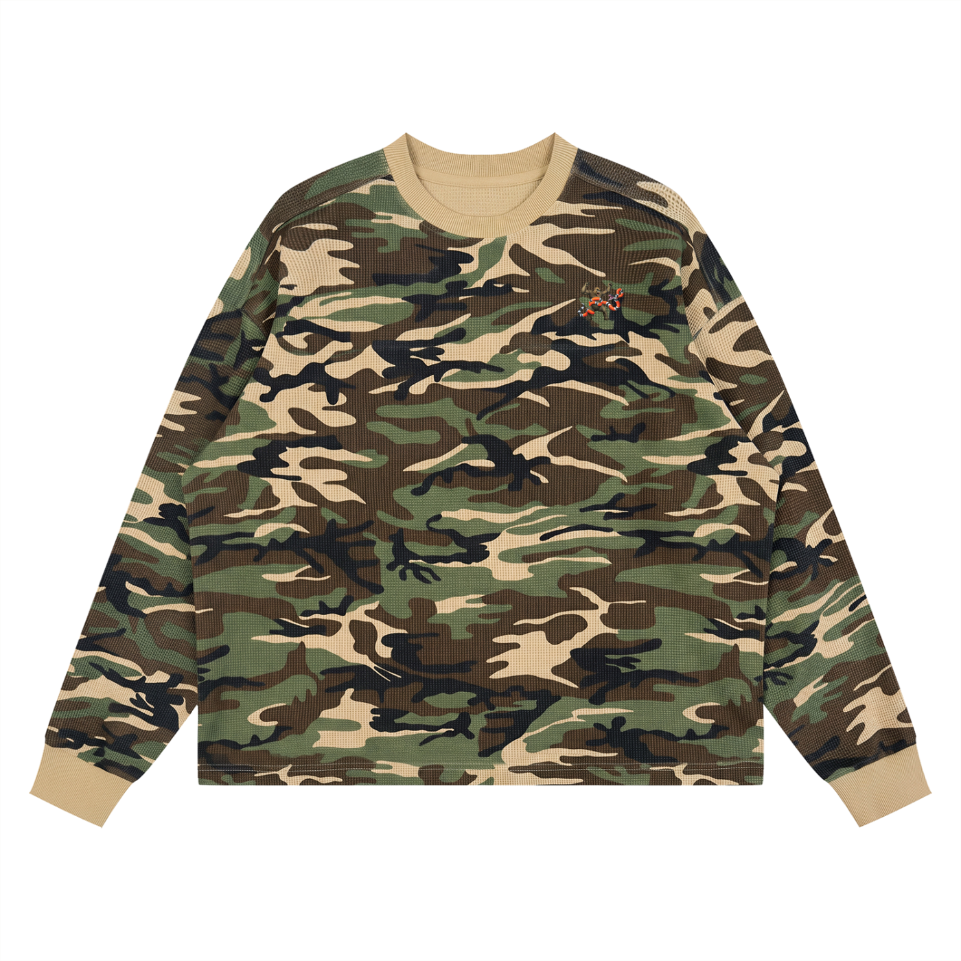 Cousin Boujee Logo Unisex Waffle Boxy Long Sleeve T-Shirt