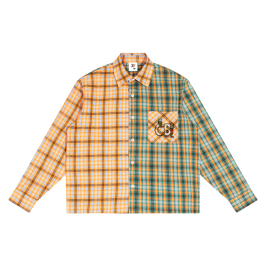 Cousin Boujee Flannel Unisex Oversized Plaid Color Block Shirt