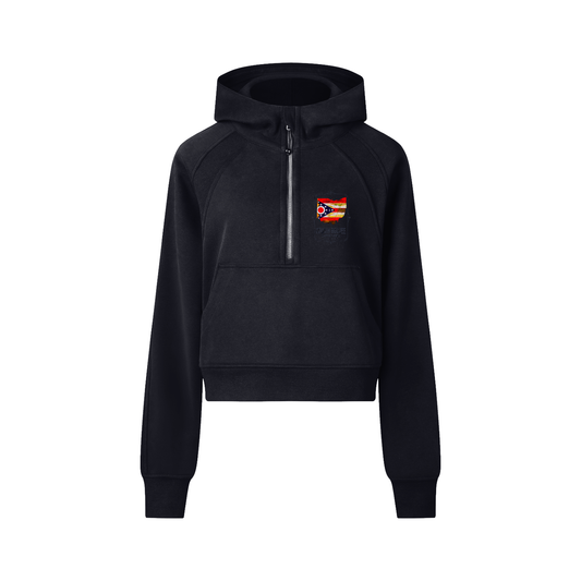 super Brand Cropped Half-Zip Hoodie