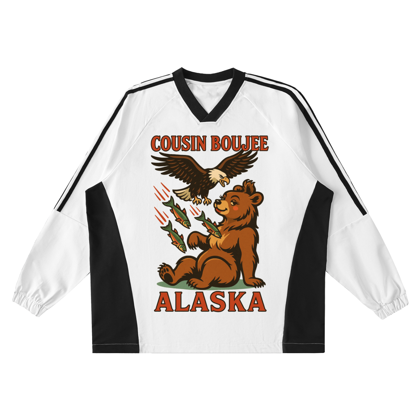 Color-Block V-Neck Long-Sleeve T-Shirt