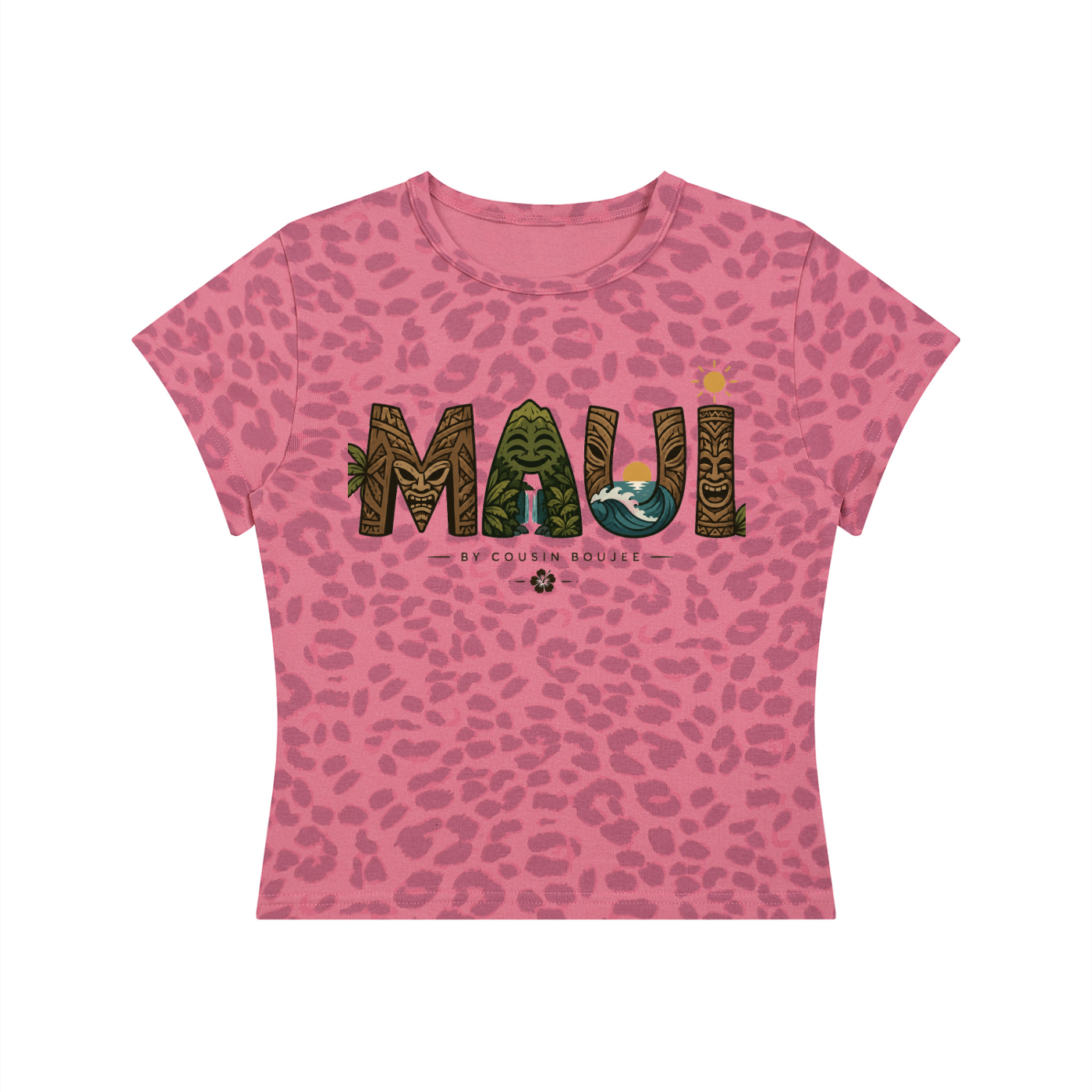 Women’s Maui Leopard Print Crop T-Shirt