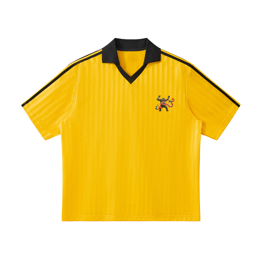 Contrast Collar Striped Soccer Jersey