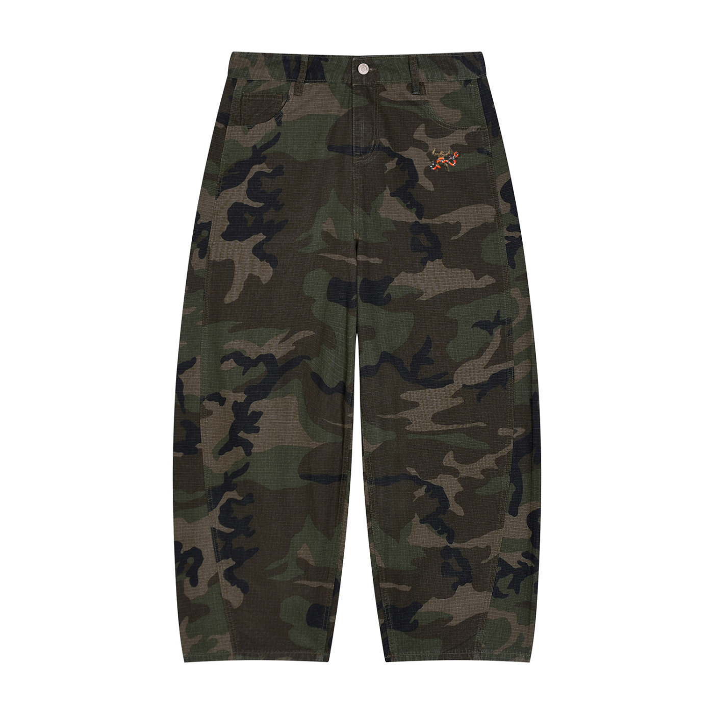 Cousin Boujee TM Logo Men’s Camo Barrel Leg Cargo Pants