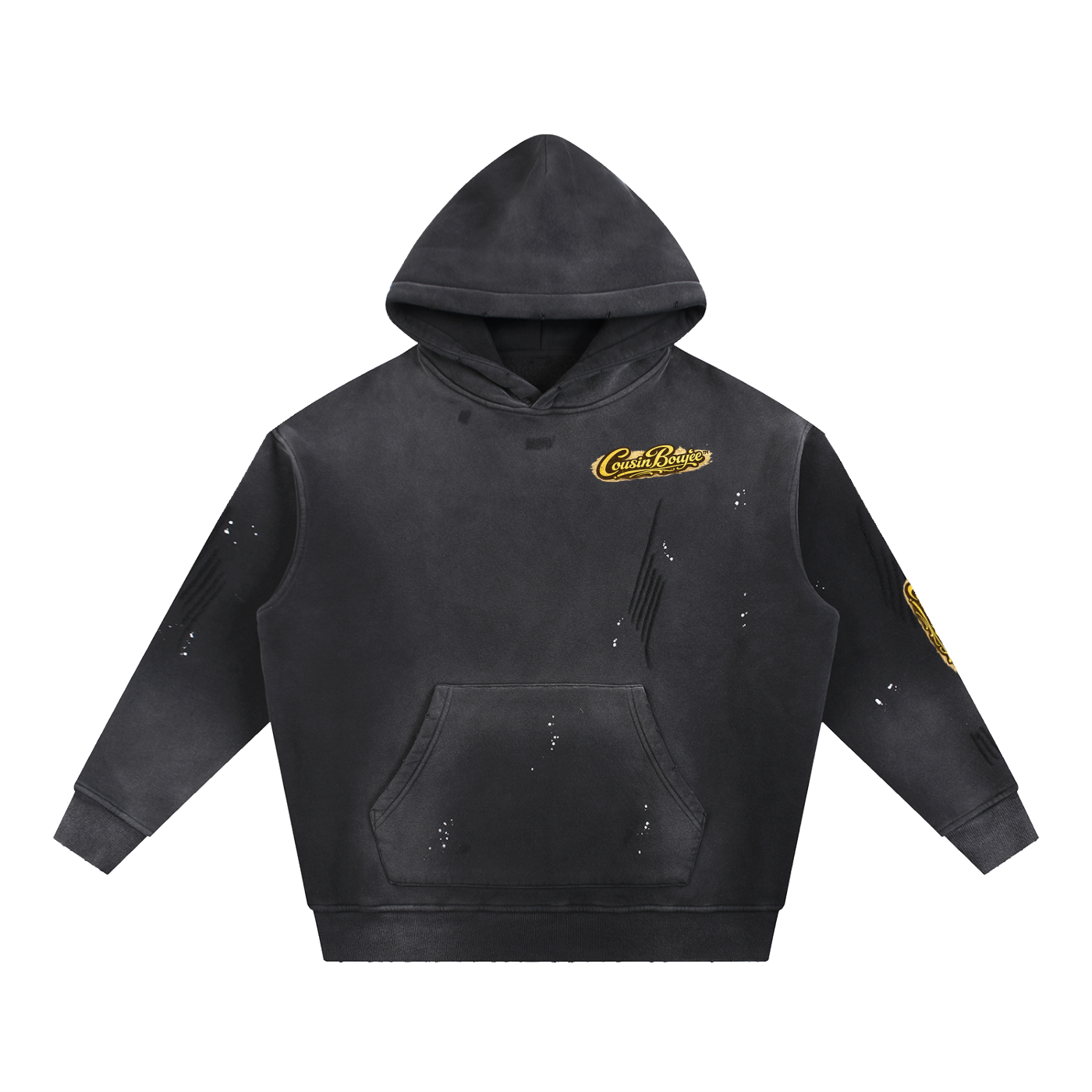 A.I Computer Degen Vintage Washed Frayed Fleece Hoodie