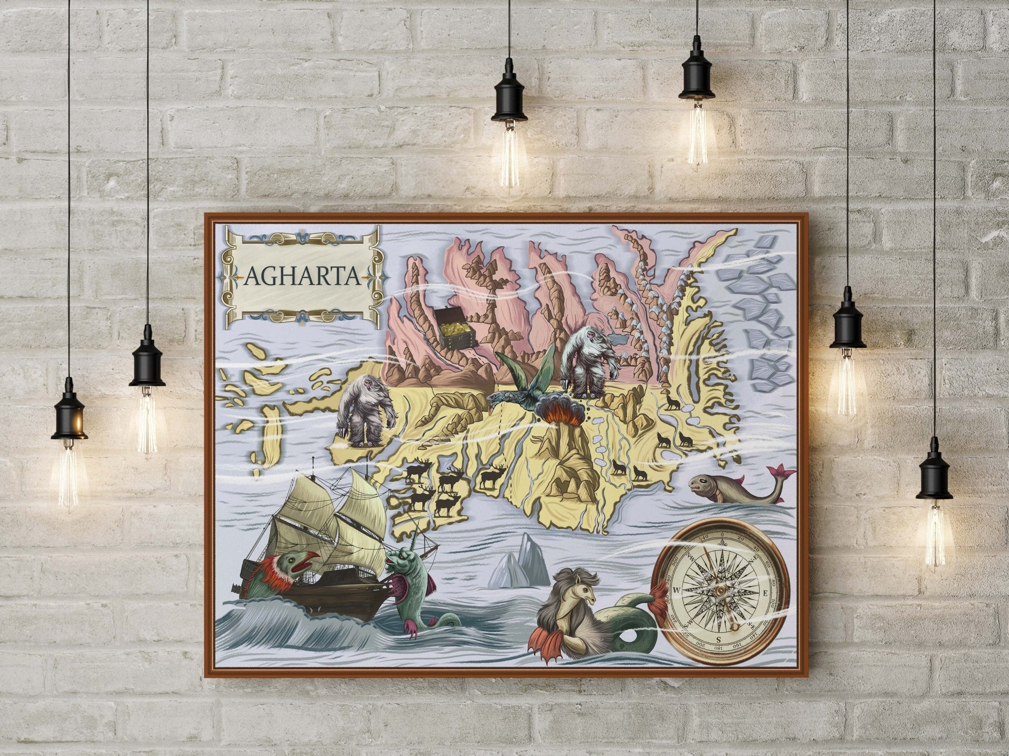 Agharta Yeti island Map canvas print - Cousin boujee