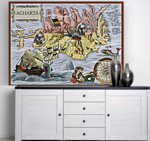 Agharta Yeti island Map canvas print - Cousin boujee